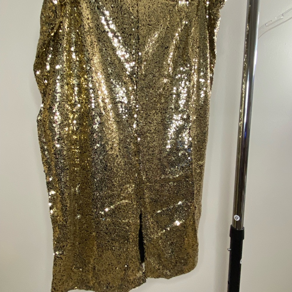 BNWT BooHoo Gold Ladies sequin midi skirt, Sz/ 18